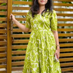 assamica Women Fit and Flare Green Midi/Calf Length Dress image 5
