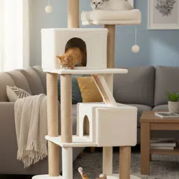wudyhome Plush Fur Fabic Multistory Large Free Standing Cat Tree image 4
