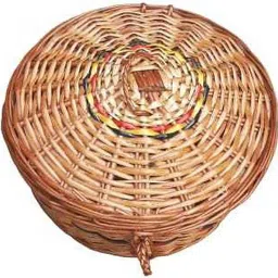 brailley handicraft Bamboo Bamboo Round Basket With Attach Lid Storage Basket image 2