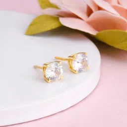 giva Sterling Silver Golden Zircon Earrings for Women and Girls Zircon Sterling Silver Stud Earring-picture-23