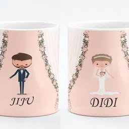 the click india Queen Didi King Jiju Ceramic Coffee/Tea For Couple/Didi Jiju Best Gift For Birthday/Wedding/Anniversary Microwave Safe-330 ml Ceramic Coffee Mug-picture-19