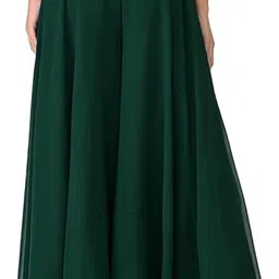 affleon Pack of 2 Women Flared Green Georgette Trousers image 2