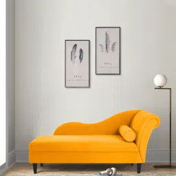 febonic Rana velvet LHS Chaise Lounger In Saffron Yellow Colour image 1