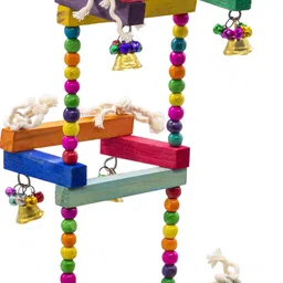 petzoo Interactive Bird Ladder Foldable Balcony Stylish Colorful Toy For Pets, Budgies Toy, Parrot, Cage Accessories, Resting Toy & Wooden Training Aid For Bird & Parrots Wooden Chew Toy, Training Aid, Perch For Bird-picture-25