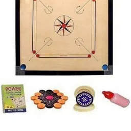 ishu sports MATTE FINISH FULL SIZE(32 INCH) WITH STRIKER,POWDER AND WOODEN COINS 81.04 cm Carrom Board image 4