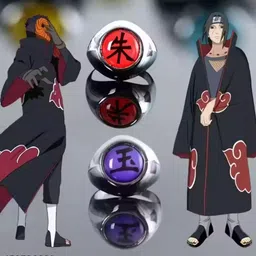 paultrends anime naruto ring | itachi and obito akatsuki ring | itachi akatsuki ring Enamel Ring image 2