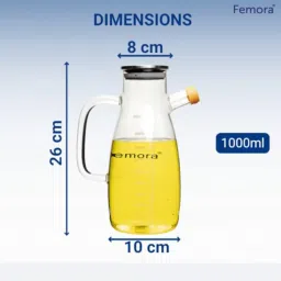 femora 1 Ltr Borosilicate Glass Oil Dispenser with Stoppers with Handle image 2
