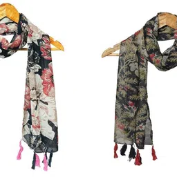 mss fashion Printed Chiffon Women Multicolor Stole, Scarf, Fancy Scarf-picture-16