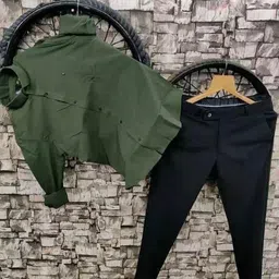 black deer Men Linen Shirt Pant Set image 1