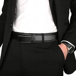 justy leatheer Men & Women Casual, Evening, Formal, Party Black Genuine Leather, Artificial Leather Belt image 4