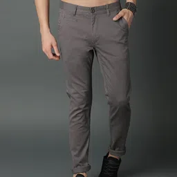 roadster Men Regular Fit Grey Lycra Blend Trousers image 1