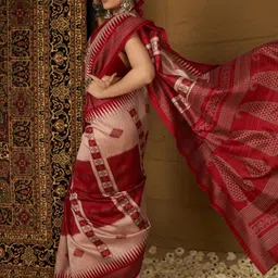 sareemall Printed Ikkat Silk Blend Saree image 4