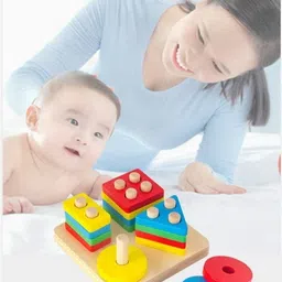 gold leaf Geometric Angle Blocks – Color Shape Sorting & Stacking Learning Toy image 5