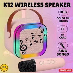 Xtraa K12 (PORTABLE BLUETOOTH SPEAKER) with Karaoke Mic & RGB Light, 6Hrs PlaytimeB407 10 W Bluetooth Laptop/Desktop Speaker-picture-38