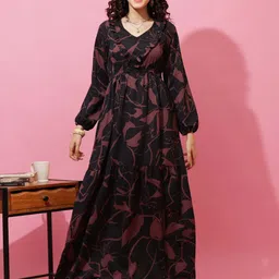 sheetal associates Women Fit and Flare Black Maxi/Full Length Dress image 3