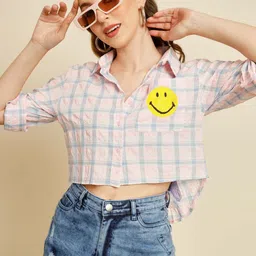 tandul Women Regular Fit Checkered Built-up Collar Casual Shirt-picture-42