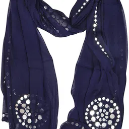 Chiffon Embellished Dark Blue Women Dupatta-image-17