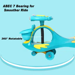 pawkykids Magic Swing Car with Music,360 Degree Rotating Handle Rideons & Wagons Non Battery Operated Ride On image 3