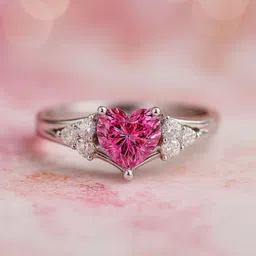 Zarkan 925 Hallmark Silver Love Baby Pink Heart Adjustable Engagement Ring Sterling Silver Cubic Zirconia Rhodium Plated Ring-picture-21