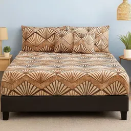 shruvis ekart Woolen King Fitted (Elastic) 400 TC Printed Bedsheet image 1