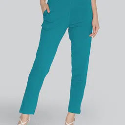 lyra Women Regular Fit Blue Cotton Blend Trousers-picture-16