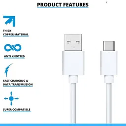 Zybux USB Type C Cable 7 A 1 m Copper "Type C 1m Flash Charging Cable, Original Rapid Super Fast USB Data Sync Compatible with Vivo V40/X80 Pro/V21 5G/Z6 & More, 44W/66W/80W/120W Supported" image 5