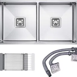 tantia 37 x 18 x 10 Handmade Kitchen Sink Double Bowl Handmade Kitchen Sink Double Bowl size 37 x 18 x10 Stainless Steel 028 Vessel Sink image 2