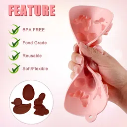 hussaini mart Silicone Fondant & Gum paste Mould Skytail Easter Silicone Chocolate Moulds 14-Cavity Easter Egg Mold Rabbit Duck Shape Chocolate Mold Non-Stick Easter Baking Mould for Easter Party Fondant Jelly Candy Dome Mousse Cake Topper Making image 3