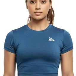 gym hound Women Sporty Round Neck Polyester Blue T-Shirt-picture-27