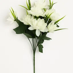 decorewithsara Artificial White Lotus Flowers with Green Leaves for Home Decoration White Lotus Artificial Flower-picture-35