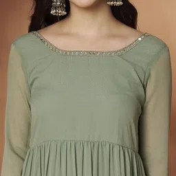 poshak hub Women Embellished Georgette Anarkali Kurta image 4