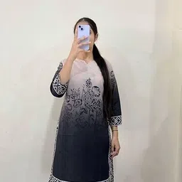 atipriyavastra Women Dyed/Ombre, Floral Print, Geometric Print, Printed Pure Cotton Straight Kurta image 2