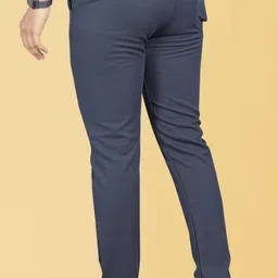 combraided Men Straight Fit Grey Lycra Blend Trousers image 5