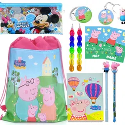 Peepa Pig Stationery Gift for Kids Learning & Fun Play Cute Notebook with Bag & Accessories Gift for Birthday boys School Set Return Gift Party Gift for Kids Art Canvas Pencil Box-image-98