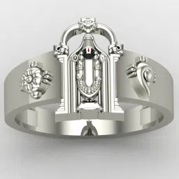 49jewels Silver Tirupati Balaji Ring Silver Rhodium Plated Ring-picture-27