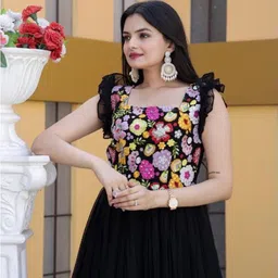 amrija fashion Georgette Stitched Flared/A-line Gown image 2