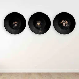 quirk india Three Wise Monkeys Wall Plate - Set Of 3 image 1
