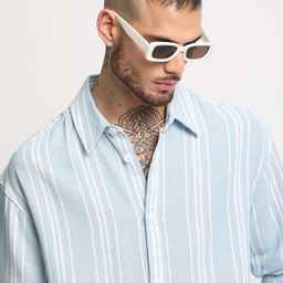 the bear house Men Relaxed Fit Fit Striped Spread Collar Casual Shirt-picture-7