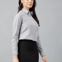 english navy Women Regular Fit Striped Spread Collar Formal Shirt image 3