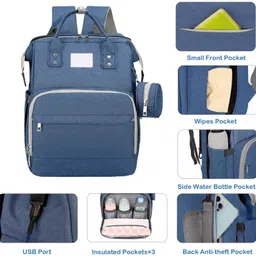 comfystyle Diaper Bag with Changing Station, Large Capacity Baby Backpack for Traveling with Insulated Milk Bottle Pocket-40x30x20 Cm image 4