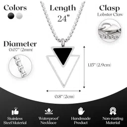 zebisco Stainless Steel Silver Plated Triangle Necklace for Men and Women Sterling Silver Sterling Silver Pendant image 4