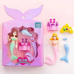 le delite Mermaid shaped eraser gift set box / cute doll erasers kids Non-Toxic Eraser-picture-23