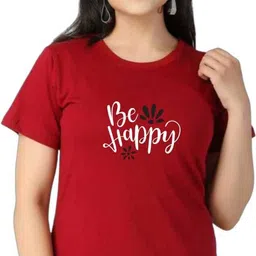 finn fab Women Printed Round Neck Pure Cotton Red T-Shirt-picture-17