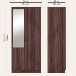godrej interio Ewa 2 Door Warobe with Mirror in Brown Finish image 2