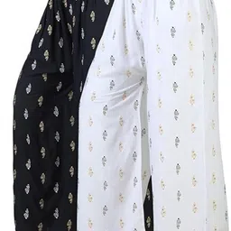 zarmin Pack of 2 Women Regular Fit Black, White Lycra Blend Trousers-picture-24