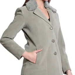 cutindia Wool Blend Solid Coat For Women image 4