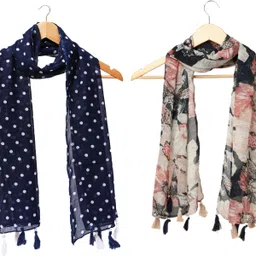 riddle needle Printed Chiffon Women Multicolor Scarf, Stole, Fancy Scarf-picture-10