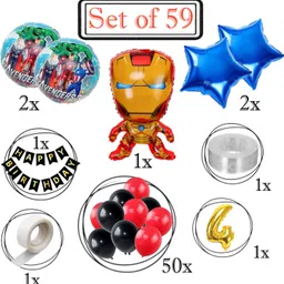 aoes Iron-Man 4th Birthday Decoration Kit | Red Black Theme Balloon Garland For Kids image 2