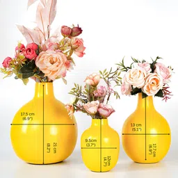 behoma Yellow Set of 3 Metal Vase image 2