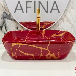 afina industries Premium Ceramic BASIN Which Gives Look To your Home Table Top Wash Basin AL1037 Cherry Red Special Colour Wash Basin Series Table Top Basin Table Top Basin image 5
